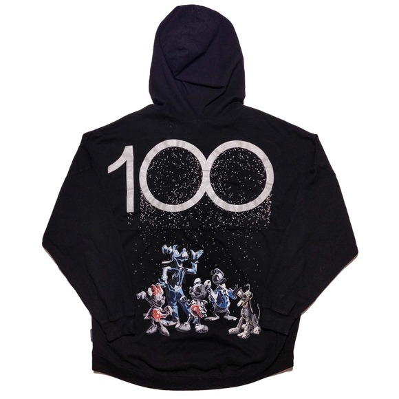 DISNEY 100 Spirit Jersey Snow Globe Long Sleeve Hoodie Shirt Black Large L - Picture 3 of 11